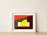Geometric Shapes No. 9 - yellow, orange & brown — framed, leaning against the wall thumbnail