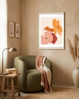 Autumn Wildflowers, Botanical Illustration Vintage Classy, Bohemian Floral Blossom Plants Bloom, Pastel Flowers Garden Nature framed in a tender room thumbnail