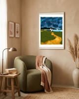 Great Egrets On Honeymoon Island, Heron Wildlife Painting Nature Landscape, Travel Dark Scenic Birds Love Animals Lake Bohemian framed in a tender room thumbnail
