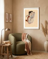 Crouching Nude in Shoes and Black Stockings, Back View. framed in a tender room thumbnail