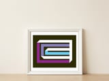 Geometric Shapes No. 35 -  brown, blue & lilac — framed, leaning against the wall thumbnail