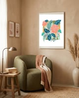 Framed Nature, Botanical Floral Rustic Bohemian, Garden Painting Tropical Illustration framed in a tender room thumbnail