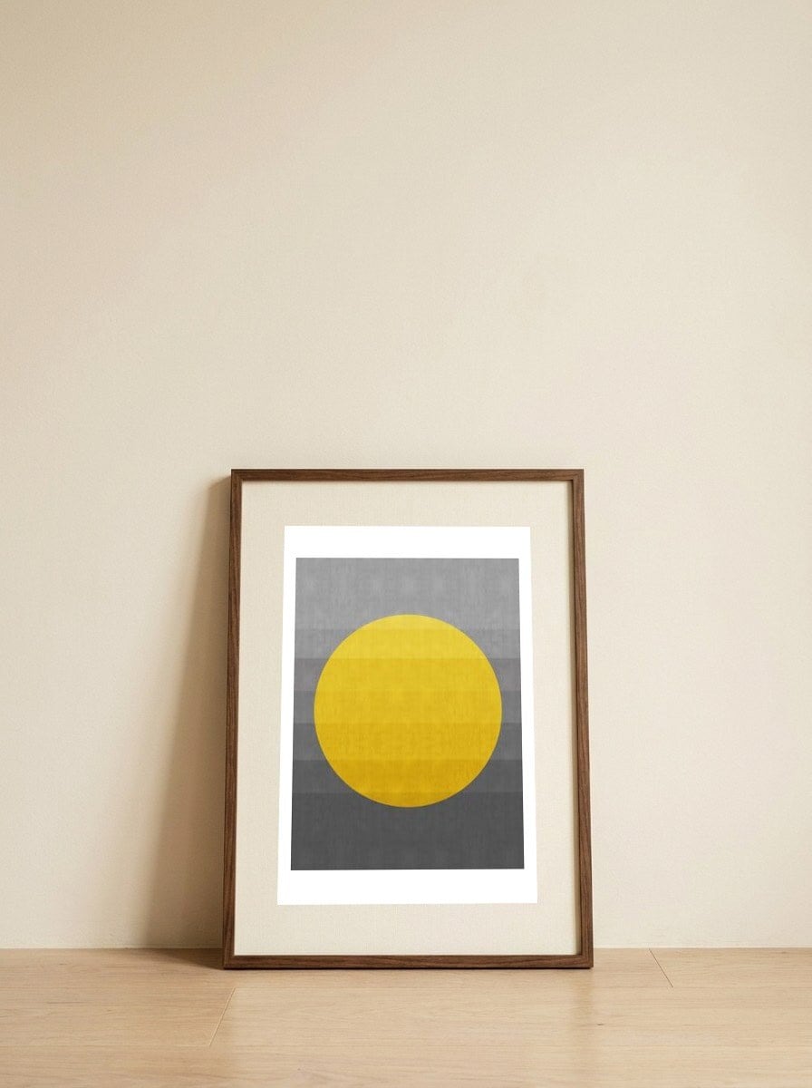 Minimalist Sunset I — framed, leaning against the wall