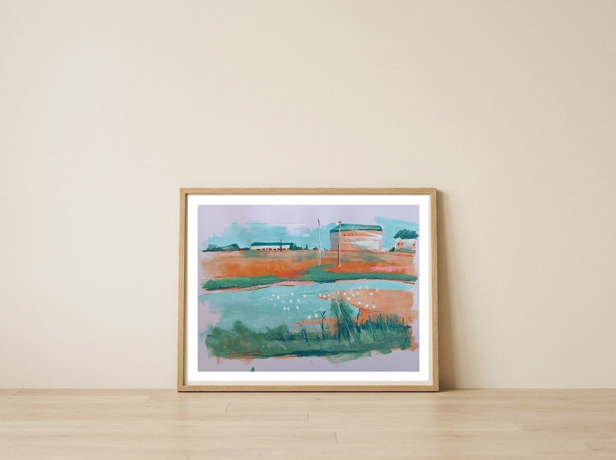 Steppe 30X40cm — framed, leaning against the wall