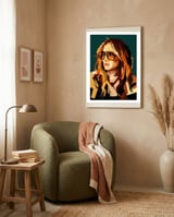 Jennifer Lopez Celebrity Art Retro Style Illustration framed in a tender room thumbnail