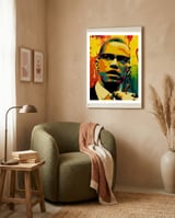 Malcolm X Colorful Abstract Art 2 framed in a tender room thumbnail