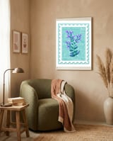 The Buckinghamshire Chiltern Gentian Postage Stamp framed in a tender room thumbnail