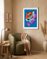 Tiger Flower tattoo framed in a tender room thumbnail