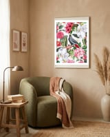 Vintage Cockatoo in Flower Jungle framed in a tender room thumbnail