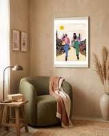 Besties, Best Friends Friendship Fashion, Girl Power Empower Bohemian Travel Companion Soulmates Gift framed in a tender room thumbnail
