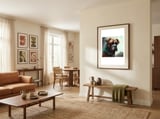 hooded-boxer-dog-portrait framed in a grounding room thumbnail