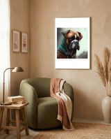 hooded-boxer-dog-portrait framed in a tender room thumbnail