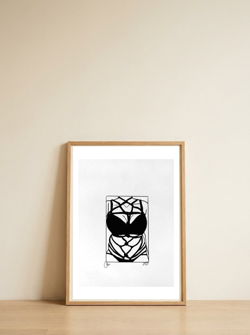 Knotenliebe — framed, leaning against the wall