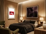 Geometric Shapes No. 38 - red, white & black framed in a luxurious room thumbnail