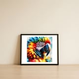 color-burst-parrot — framed, leaning against the wall thumbnail