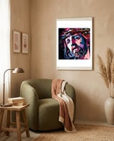 Jesus Christ Style WPAP framed in a tender room thumbnail