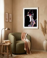 Gato Barbieri  Argentine Jazz Saxophonist Colorful Art framed in a tender room thumbnail