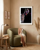 John Coltrane American Jazz Saxophonist Colorful framed in a tender room thumbnail