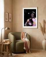John Lee Hooker American Blues Guitarist Colorful Art framed in a tender room thumbnail