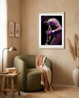 Miles Davis American Jazz Trumpeter Legend Colorful Art framed in a tender room thumbnail