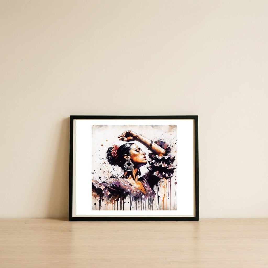 silver-earrings-flamenco-dancer-portrait — framed, leaning against the wall