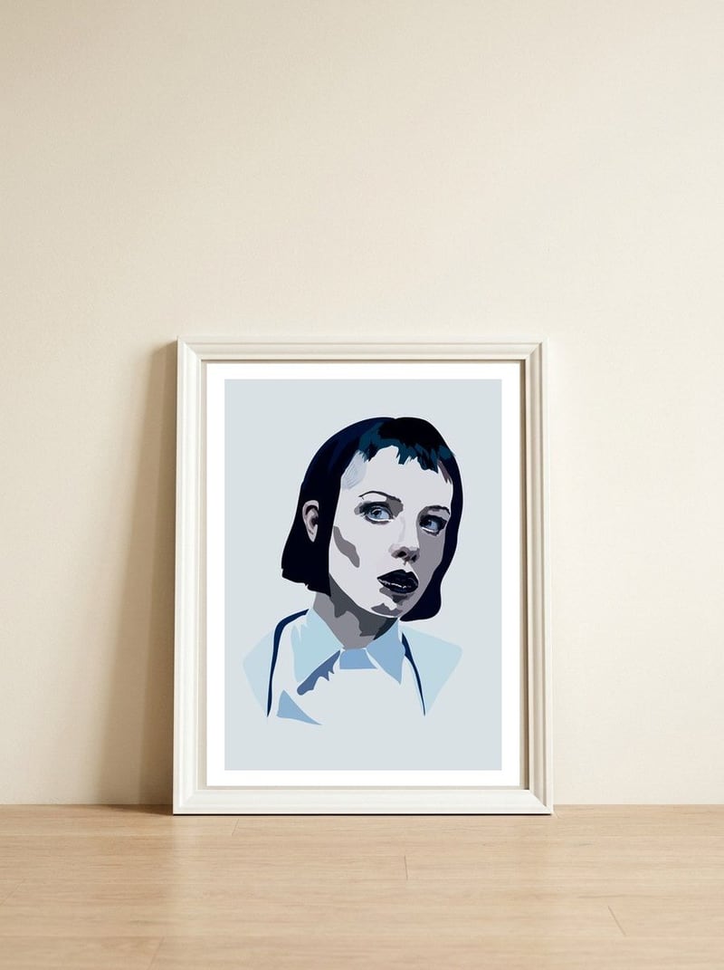 Alice Glass — framed, leaning against the wall