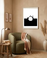 Find Your Feet, Panda Abstract Monochromatic Black & White, Wildlife Animals Cute Eclectic Bohemian Pets framed in a tender room thumbnail
