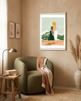 Celestial Union, Sun & Moon Love Couple, Ocean Sea Beach Landscape Nature, Summer Bohemian People framed in a tender room thumbnail