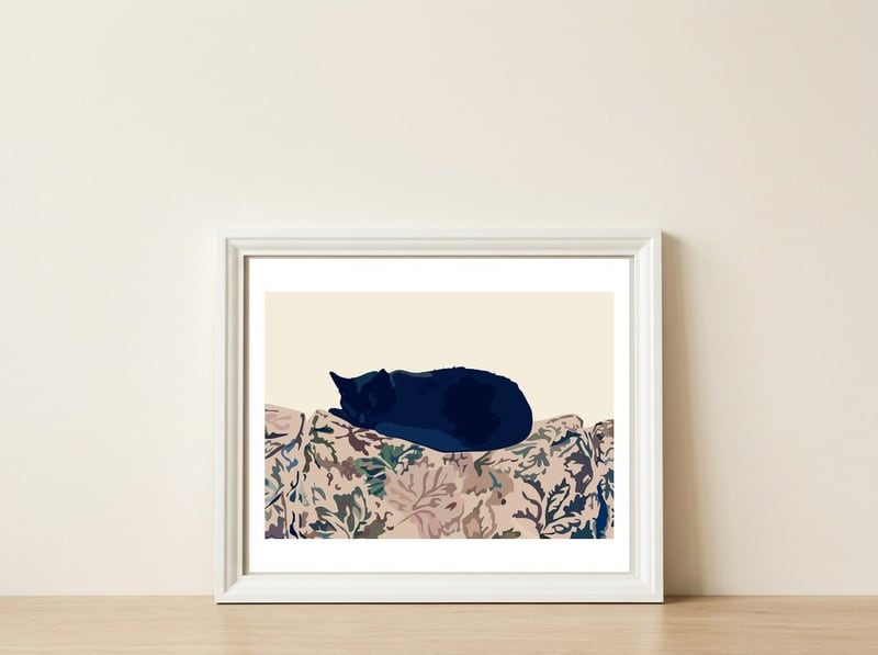 Kitty — framed, leaning against the wall