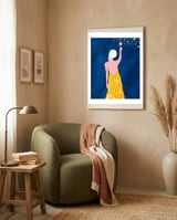 Pour Me Some Magic, Moon Stars Night Sky, Bohemian Woman Positivity Hope Miracle, Wine Holidays New Years Eclectic Gifts framed in a tender room thumbnail