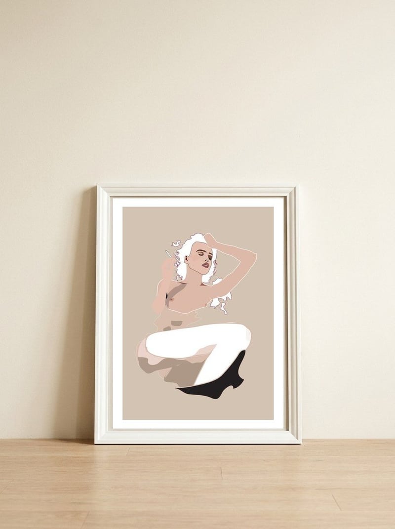 Bathing — framed, leaning against the wall