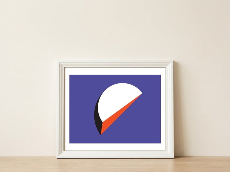 Geometric Shapes No. 37 - orange & purple — framed, leaning against the wall