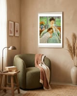 Young mother sewing, 1901 Canvas,92,4 x 73,7 cm. framed in a tender room thumbnail