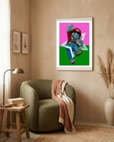 Mario Bross Typo Style Cartoon Pop Art framed in a tender room thumbnail
