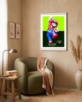 Super Mario Cartoon Character Pop Art framed in a tender room thumbnail