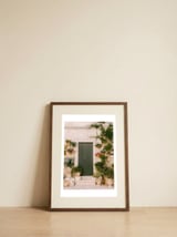 Botanical green door — framed, leaning against the wall thumbnail