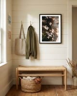 Pink flowers in the shadow framed in a relaxed room thumbnail