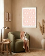 Peachy Marbled Tiles framed in a tender room thumbnail