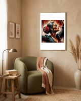 crimson-rose-flamenco-profile framed in a tender room thumbnail