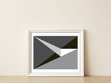 Geometric Shapes No. 73 - black & grey triangles  — framed, leaning against the wall thumbnail
