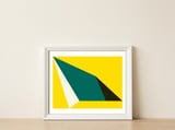 Geometric Shapes No. 74 - yellow, green & black — framed, leaning against the wall thumbnail