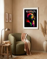 Marvin Gaye RNB Singer Pop Art WPAP framed in a tender room thumbnail