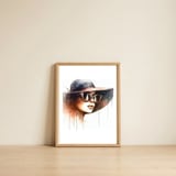 elegant-wide-brim-sunglasses-portrait — framed, leaning against the wall thumbnail