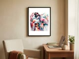 serene-geisha-with-folding-fan framed in a focused room thumbnail
