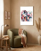 serene-geisha-with-folding-fan framed in a tender room thumbnail