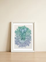 Emerald Elephant in the Lilac Evening — framed, leaning against the wall thumbnail
