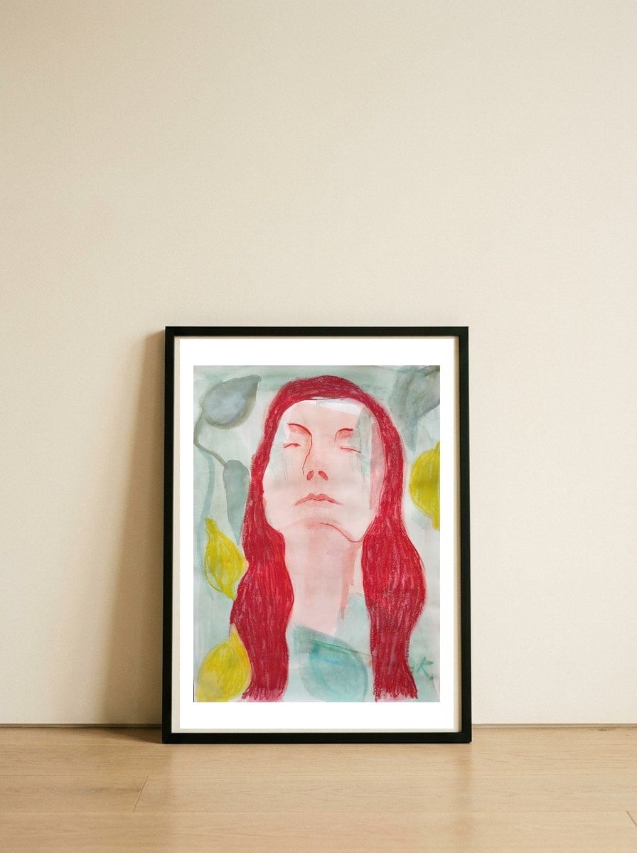 Lemon tree — framed, leaning against the wall