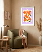 Modern Grid Floral Violet framed in a tender room thumbnail