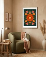 Red Flower framed in a tender room thumbnail