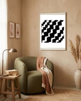 Black Wavy Pattern framed in a tender room thumbnail